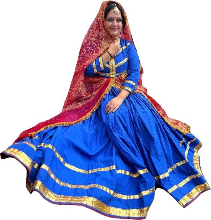 A Himachali woman in traditional Chamba dress